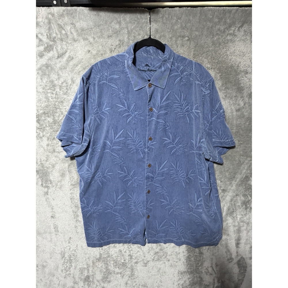 Tommy Bahama TB 93 Hawaiian Shirt Xxl Blue Floral  100% Silk Beach coc button‎